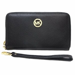 マイケルコース Michael Kors ラウンドファスナー 35H5GFTE3L 長財布 レザー ブラック / 080182【中古】