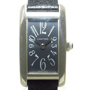 Cartier(カルティエ) 腕時計 タンクアメリカンSM W2605129 レディース K18WG×革ベルト ダークグレー