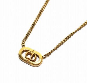 クリスチャンディオール Christian Dior CDロゴ モチーフ ネックレス ペンダント ゴールドカラー アクセサリー ジュエリー