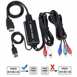 コンポーネント to HDMI コンバーター ケーブル 変換器 1080P対応 5RCA RGB YPbPr to HDMI コンバータ ケーブ