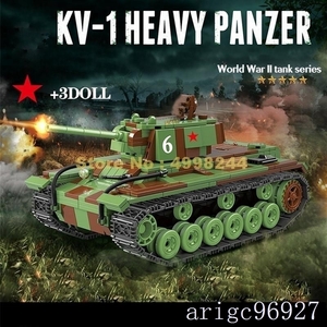 G606★レゴ互換 ソビエト軍戦車 KV-1 heavy panzer 重戦車WW2 兵士ブロック３個付き