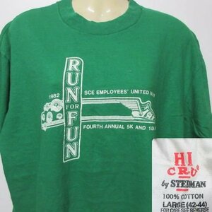 80s アメリカ製　オールド　Tシャツ L 緑 RUN　ステッドマン　1982　80年代 ヴィンテージ　USA古着　sy1902