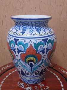 花瓶 花入 花柄 アンティーク 陶器 イタリア 伝統工芸品 レトロ インテリア コレクション 