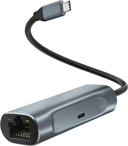 100　USB C LAN変換アダプター Aibilangose 2-IN-1有線LANアダプター【RJ45 1Gbps+100W PD充電】イーサネットアダプタ 1000Mbps高速