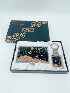 N33124 【美品】韓国 螺鈿 名刺入れ＆キーホルダー セット ブラック 鶴 ステンレス製 カードケース