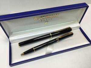 【パケプラ無料】美品 WATERMAN ウォーターマン 万年筆 ボールペン ブラックラッカー セット 箱付き 筆記OK[j1019]