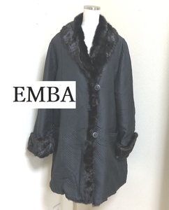 高級　EMBA エンバ レディース コート ミドルコート　ミンクファー　キルティングコート 黒 大きいサイズ