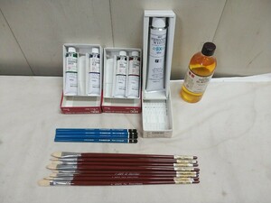 未使用 画材セット【 Winsor&Newton AZANTA 絵筆・STAEDTLER 鉛筆・ボルベイン油絵具 各種・ベンチングオイル など 】未使用在庫品