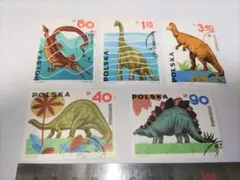 かっこいい恐竜切手7枚セット■ポーランドの切手■希少！