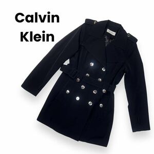 Calvin Klein カルバンクライン　トレンチコート　ベルト付き　黒　　アウター