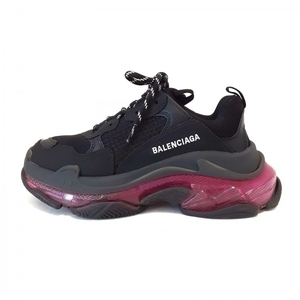 バレンシアガ BALENCIAGA スニーカー JP 25 544351 TRIPLE S(トリプルS) 化学繊維×レザー 黒×ピンク×白 レディース 靴