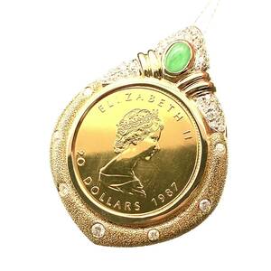  カナダ メイプル金貨 K18/24 純金 エリザベス二世 1987年 27.7g 1/2オンス ダイヤモンド 0.46 イエローゴールド コイン 