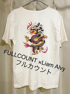 FULLCOUNT ×Liam Alvy コラボ フルカウント プリントTシャツ 半袖 辰 龍 DRAGON T-SHIRT ALT-001 サイズ40 タトゥー