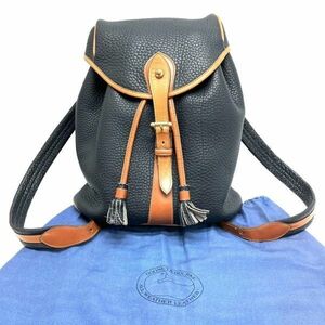 仙15　DOONEY＆BOURKE リュックサック レザー ネイビーカラー ブラウンカラー ドゥニーアンドバーク 保存袋付き タッセル 巾着型