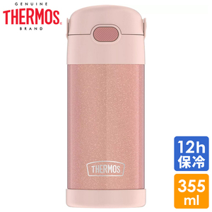 サーモス ステンレス ストロー 水筒 サーモス ステンレス水筒 グリッター ローズ ストロー 350ml THERMOS 子供 無地