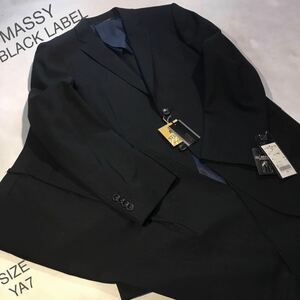 ★新品★新品【大処分セール】MASSY 2ッ釦スーツ　上下セットアップ　黒地にラメのシャドーストライプ柄タイト細身　サイズ YA7 ノータック