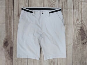 15．adidas golf アディダスゴルフ バックデカロゴ ストレッチ素材 ハーフパンツ ゴルフパンツ メンズO グレー黒 x909