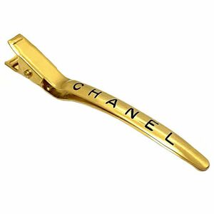 シャネル ヘアクリップ ゴールド 美品 GP 中古 97 P CHANEL ヘアアクセサリー ロゴ シンプル ヴィンテージ