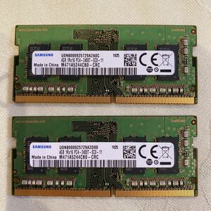 SAMSUNG DDR4 19200 1RX16 PC4 2400T 4GBX2枚セット(8GB)⑪