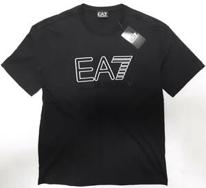 [新品] EA7 / EMPORIO ARMANI　ビッグ刺繍ロゴ入り【メンズ・ジャージ半袖Tシャツ】◆2023年春夏モデル　サイズ：M(48相当)　◆色：黒