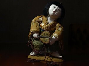 【開】江戸～大正時代 御所人形「行司」立人形 相撲（角力）人形 蔵番貼紙付旧家旧蔵時代箱入 D14