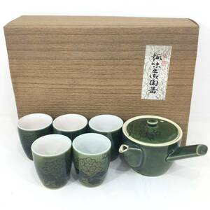 【未使用】茶器揃 優雅 趣味の御陶器 急須 湯呑み 5客セット 陶器【H109】