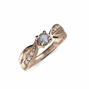 結婚指輪 にも タンザナイト 天然ダイヤモンド 10金ピンクゴールド 12月の誕生石 中央石約3.0mm