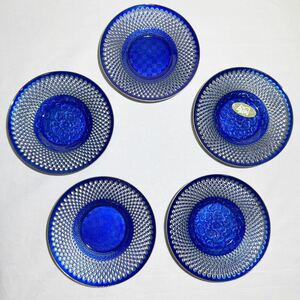 ☆美品☆銅 七宝焼き 茶托揃5客 網目皿５枚組 コースター 透かし細工 美術品 工芸品 丸形 金属工芸 小皿 茶道具 茶器 (09185E