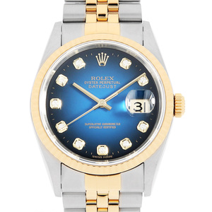 ロレックス デイトジャスト 16233G ブルー グラデーション P番 中古 メンズ 腕時計