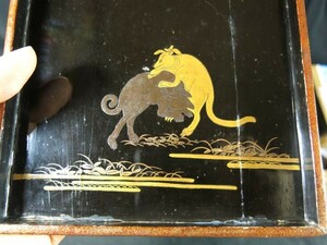 A　相撲蒔絵硯箱　江戸時代前期　漆器　蒔絵　硯箱　書道具