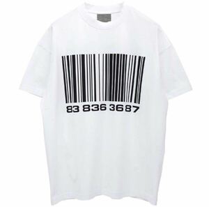 オ　VETEMENTS バーコード ロゴ Tシャツ　ホワイト　半袖　ヴェトモン　白　ホワイト　未使用　S