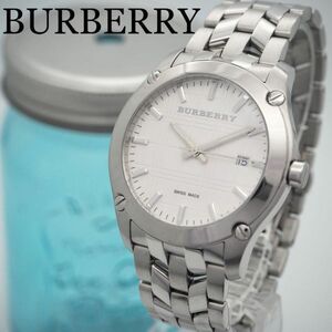 440【美品】BURBERRY バーバリー時計　メンズ腕時計　ホワイト　チェック