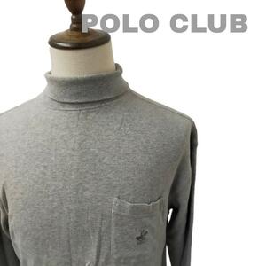 【最終値下げ】POLO CLUB ポロクラブ タートルネックシャツ グレー Lサイズ 刺繍 綿 コットン100％ 古着 vintage ヴィンテージ