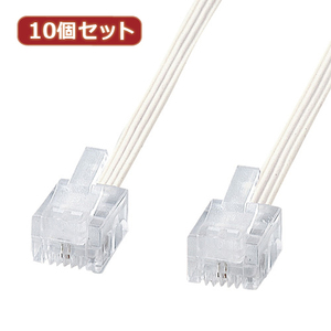 10個セット サンワサプライ やわらかスリムケーブル(白) TEL-S2-20N2 TEL-S2-20N2X10 /l