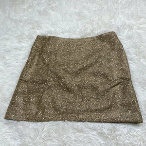 1円～　A-4　60　MY・B　H.R.M　スカート　台形型　ミニスカート　ゴールド　ウール　サイズ2　スカート