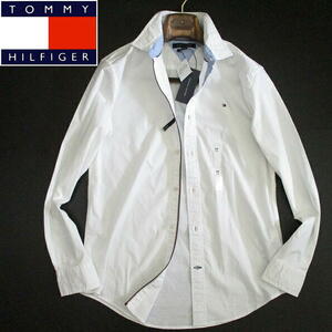 春物▼ 新品 未使用！　トミーヒルフィガー　トリコロール ライン　長袖シャツ　白　ホワイト　Mサイズ　TOMMY HILFIGER　前立てライン