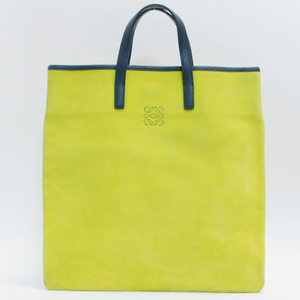 LOEWEロエベ ハンドバッグ トートバッグ アナグラム型押し スエード 黄色 スペイン製 良品 正規品