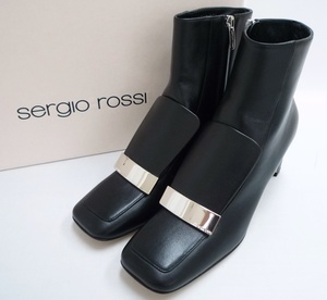 S5 2022FW Sergio Rossi セルジオロッシ sr1 ブーティ 定価￥163900 黒 ブラック 37.5 アンクル ショート ブーツ