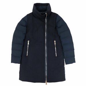 美品 モンクレール アグライア ウール切替 ダウンコート ジャケット レディース ネイビー 00 AGLAIA MONCLER