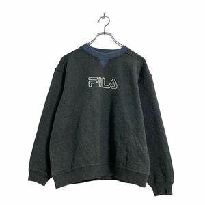 FILA ロゴ スウェット トレーナー L ダークグレー フィラ 裏起毛 古着卸 アメリカ仕入 a601-6412