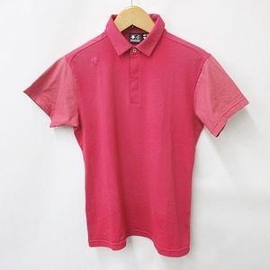 デサント DESCENTE GOLF ゴルフ ポロシャツ 半袖 比翼仕立て ロゴ ピンク L メンズ