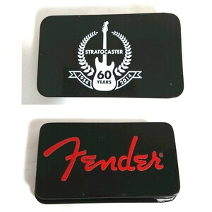 FENDER STRATCASTER 60 YEARS フェンダー ストラトキャスター 60周年記念 ギターピック ケース & ギターピック 7枚 ティアドロップ