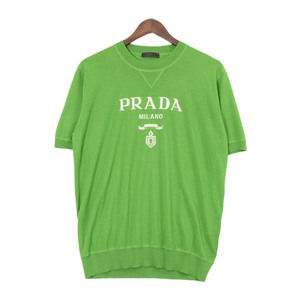 プラダ スーパーファインウール クルーネック セーター UMB272 メンズ グリーン PRADA 中古 【アパレル・小物】