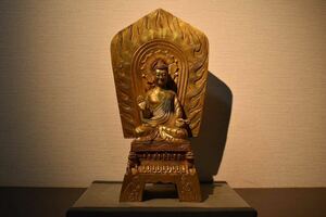 【GE】R374【関西名コレクター所蔵品】《大名品》時代 銅鍍金仏坐像置物 /仏教美術 仏像 佛 銅器 美術 骨董品 時代品 美術品 古美術品