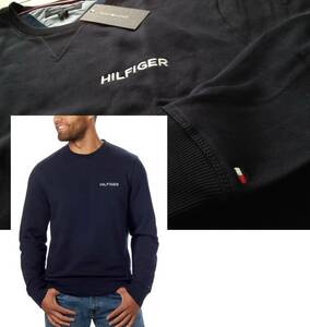 【既決USA】トミーヒルフィガー★TOMMY HILFIGER@完売胸元&袖刺繍【TOMMY Flag】ロゴ入トレーナー【TH Logo Crew-neck Sweatshirt】紺@#S