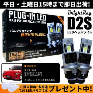 送料無料 1年保証 マツダ RX-8 SE3P 前期 (H15.4-H20.2) 純正HID用 BrightRay D2S LED ヘッドライト 車検対応