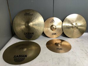 NI030262◆SABIAN セイビアン◆5点セット 20”/51ｃｍ 18”/45ｃｍ シンバル 打楽器　現状品　ケース付き 直取歓迎！