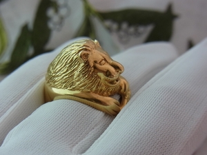 ★K18 18金 ゴールド リアルなライオンモチーフ リング 指輪 約9.7グラム /USED 美品★獅子 LION GOLD