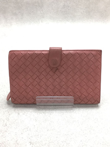 BOTTEGA VENETA◆2つ折り財布/レザー/PNK/無地/レディース