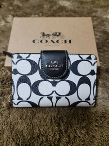 【1スタ】C-460 新品未使用 COACH ミディアム コーナー ジップ ウォレット・シグネチャー キャンバス 並行輸入品